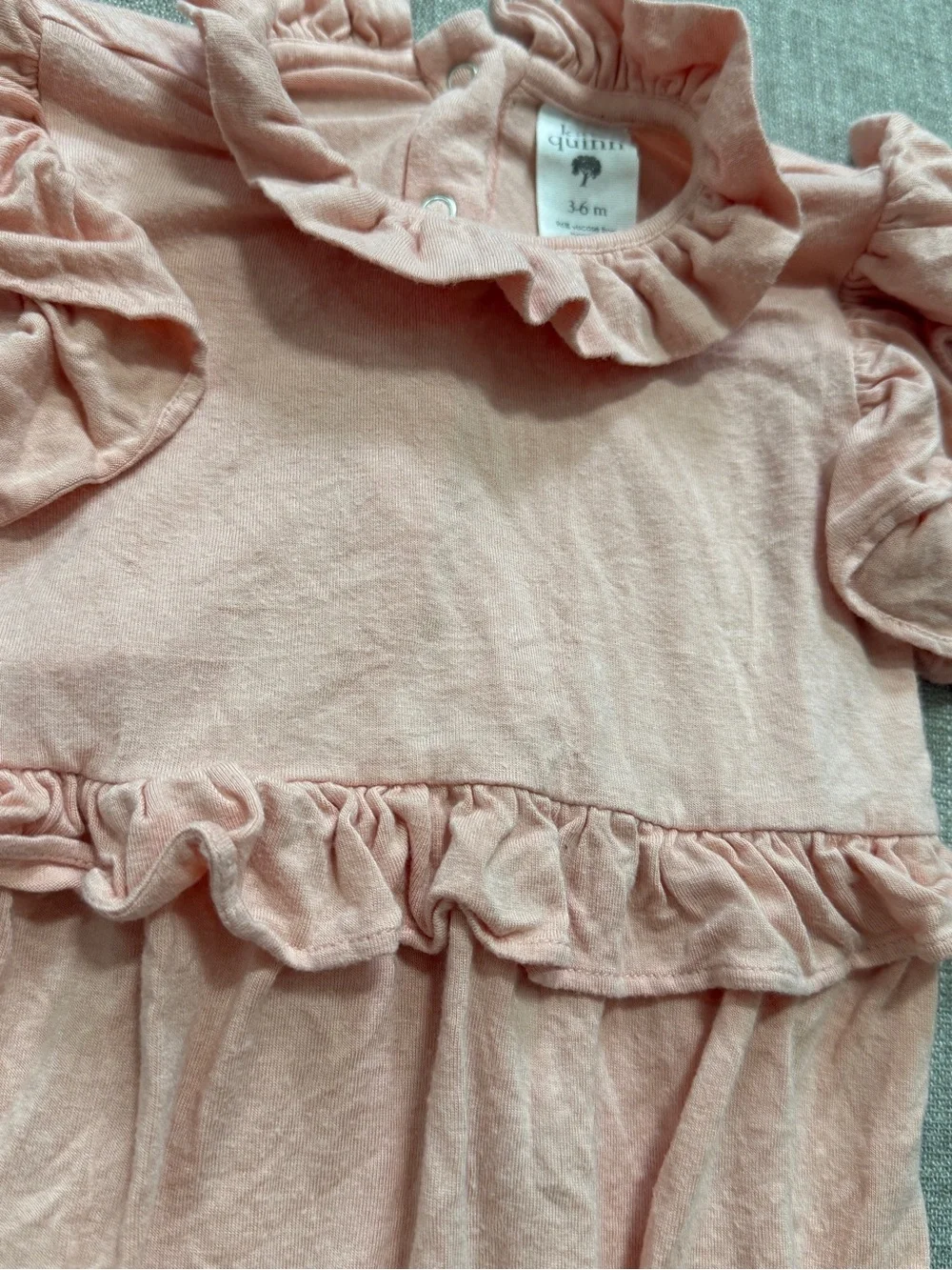 kate quinn Blush Pink Ruffle-Trim Long-Sleeve Baby Bodysuit